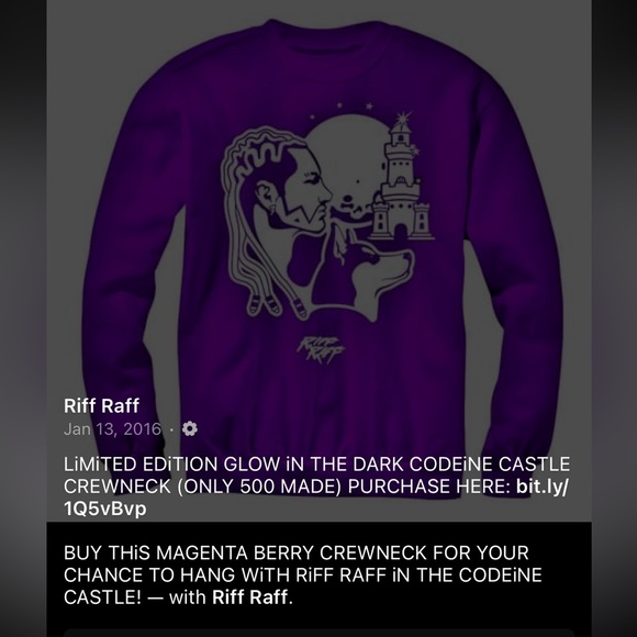 Limited Riff Raff Jody Husky Codeine Castle Sweatshirt - Picture 1 of 5